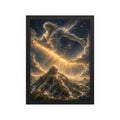 Greek mythology artwork depicting Uranus in the star-filled sky above Gaia as Earth and Sky are separated by celestial light.